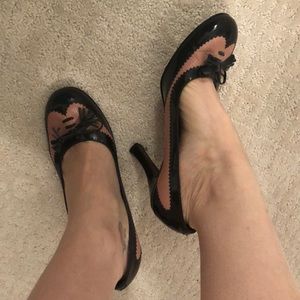 Pink and black pumps